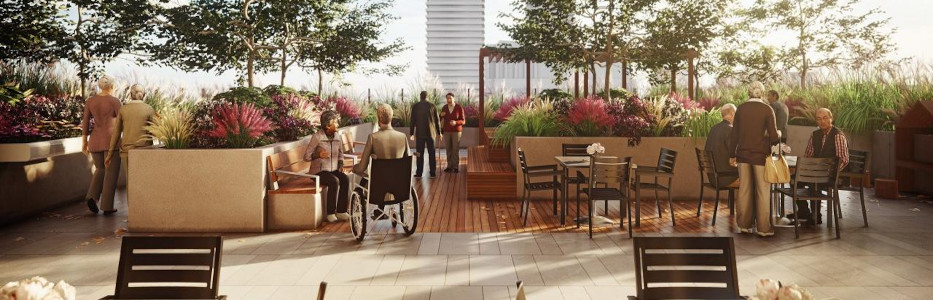 Intergenerational complex featuring affordable housing and long term care